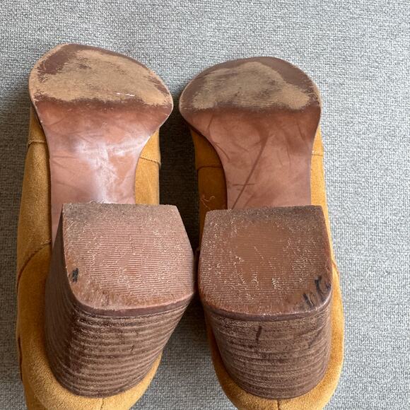 Madewell Chelsea Boot Lather Brown Tan Suede Block Heel Women’s Sz 8.5 - Picture 8 of 12